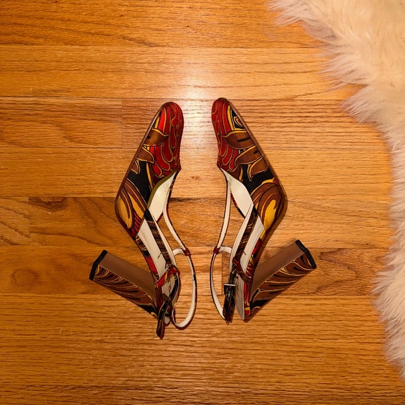 Prada satin printed block heel pumps - Picture 3 of 10